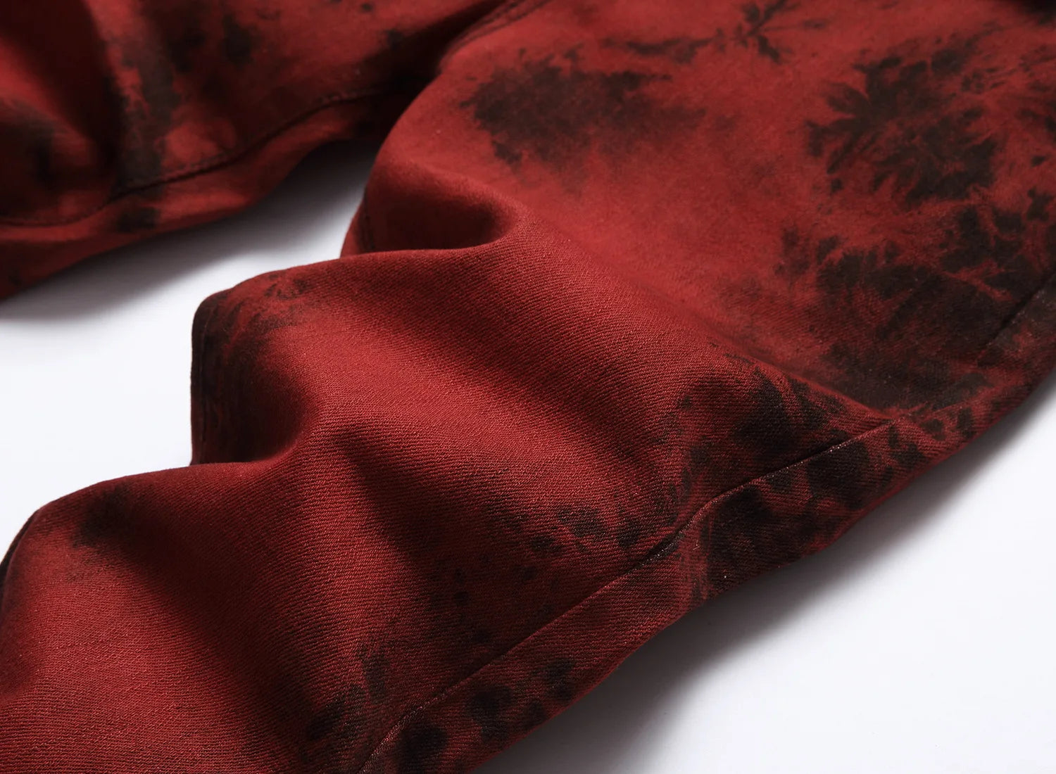 Denim Pencil Pants Men Streetwear Distressed Washed Tie Dyed Jeans Mid Waist Pockets Vintage Straight Ankle Length Trousers