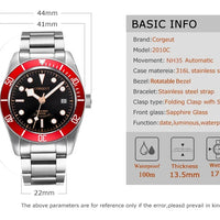 Custom Logo Diy NH35 Movement 1612 Luxury 41mm Biwan Business Men Watches Automatic Mechanical Date Diving Waterproof Glow Watch