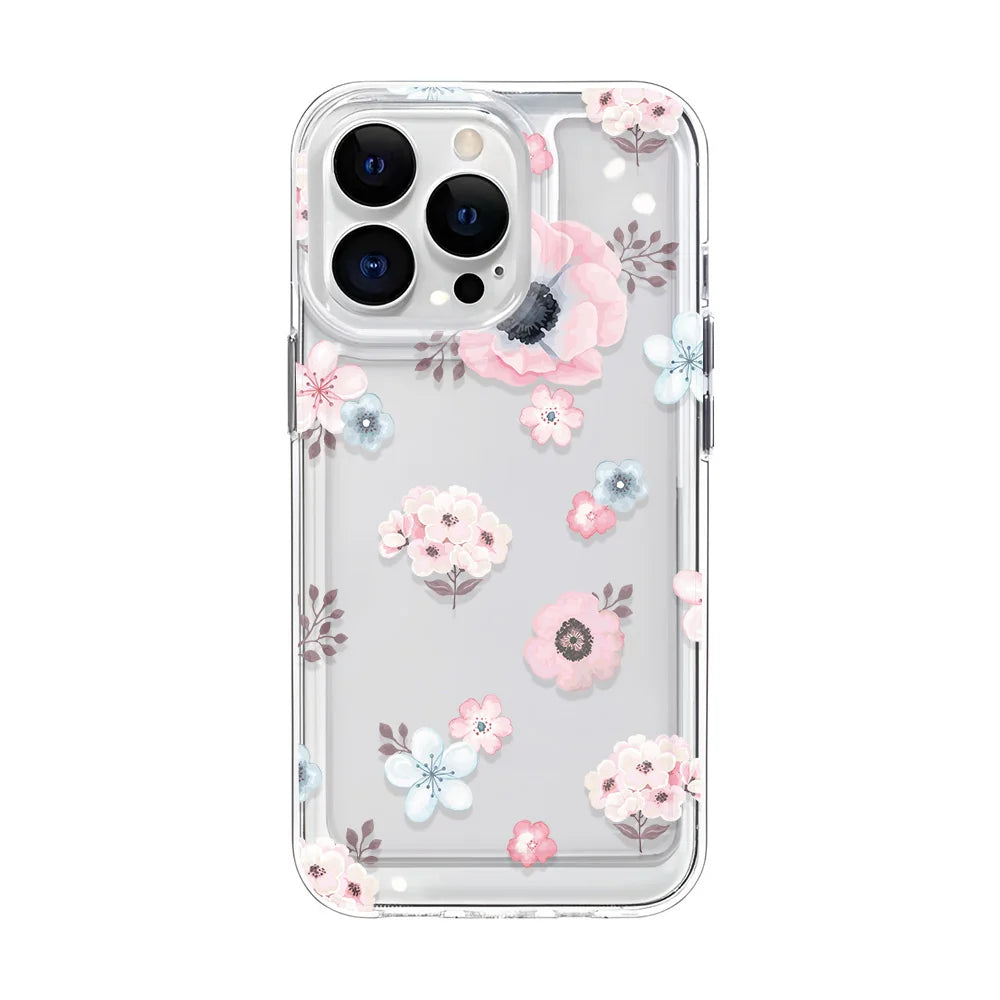 Girls Flower Clear Phone Case For iPhone 16 15 14 13 12 11 Pro Max 16 Plus Bumper Shockproof Hard Cover Cases