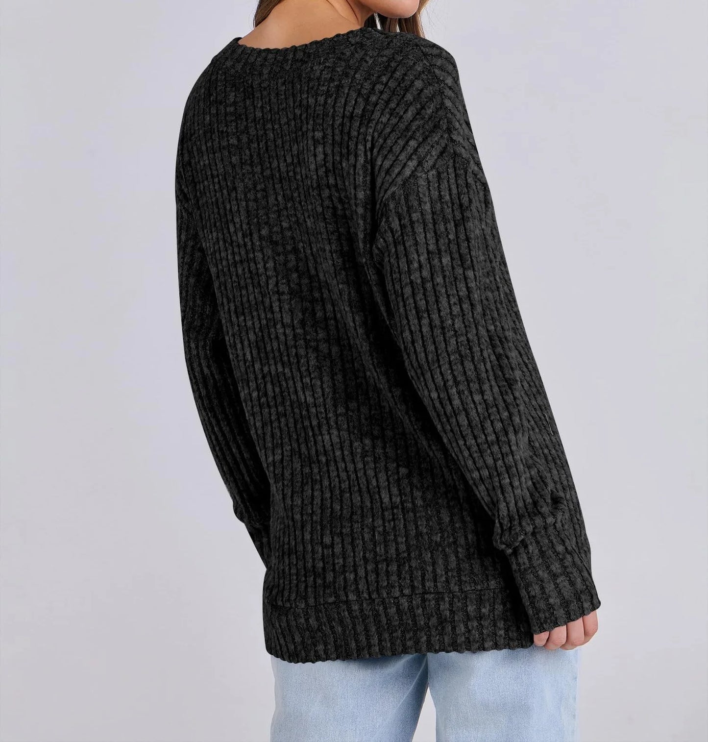 Women's Long Sleeve V-Neck T-Shirt Pit Stripe Milled Fashion Temperament Top