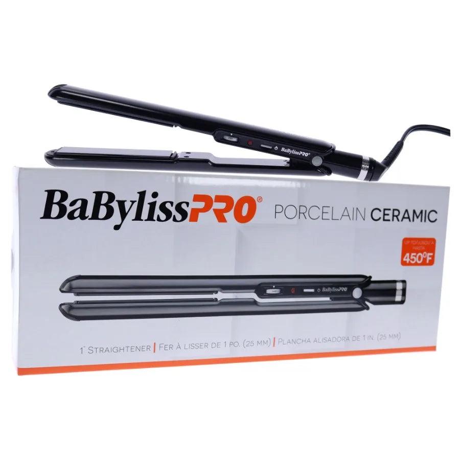 Porcelain Ceramic Straightening Flat Iron Model BP9557UC Black by BaBylissPRO for Unisex 1 Inch Flat Iron