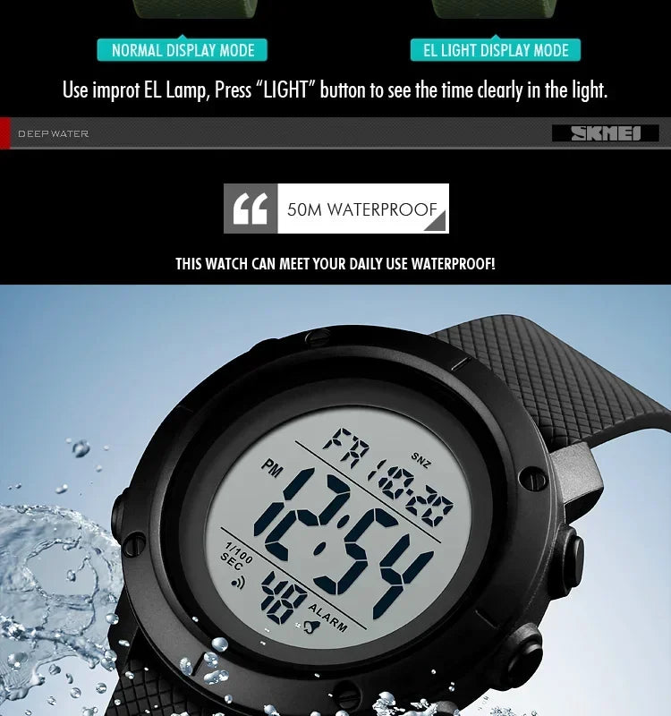 SKMEI 1426  Montre Men Alarm Clock Fashion Digital Watch Relogio Masculino Sport Watch Men Luxury Brand 5Bar Waterproof Watches