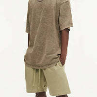 Summer men's washed T-shirt women's cotton loose round neck oversized T-shirt men's Korean Y2k top casual retro