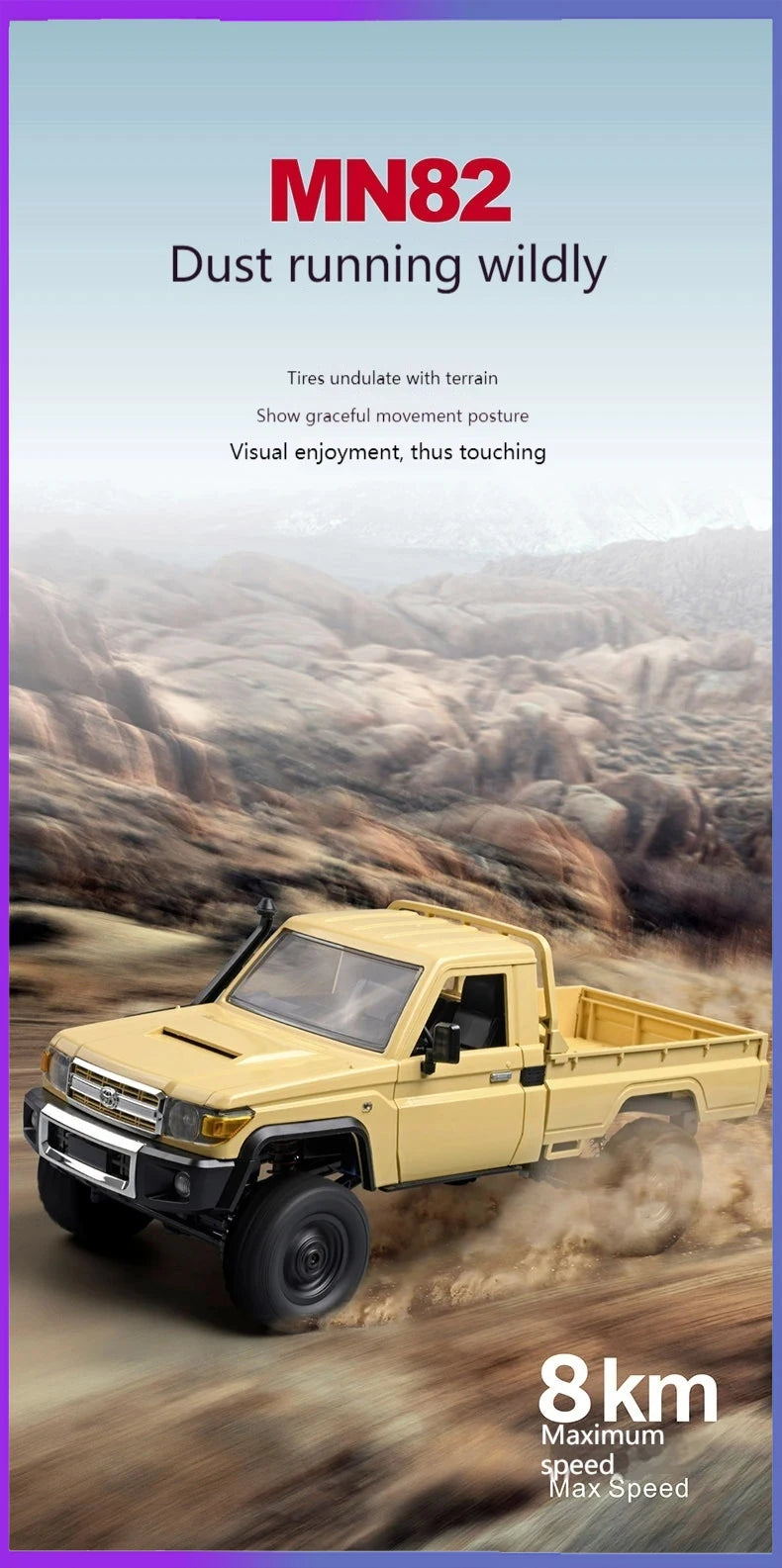 Rc Car MN82 1:12 Retro with LED Lights, Full Scale Analog LC79, Professional Four-wheel Drive Truck, Toy Truck Model RC