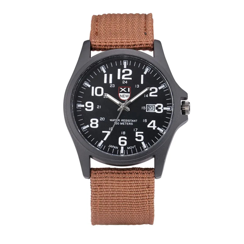 Men Genuine XINEW Brand Watches Students Fashion Casual Nylon Band Sports Army Gifts Date Quartz Wrist Watch Black Montre Homme