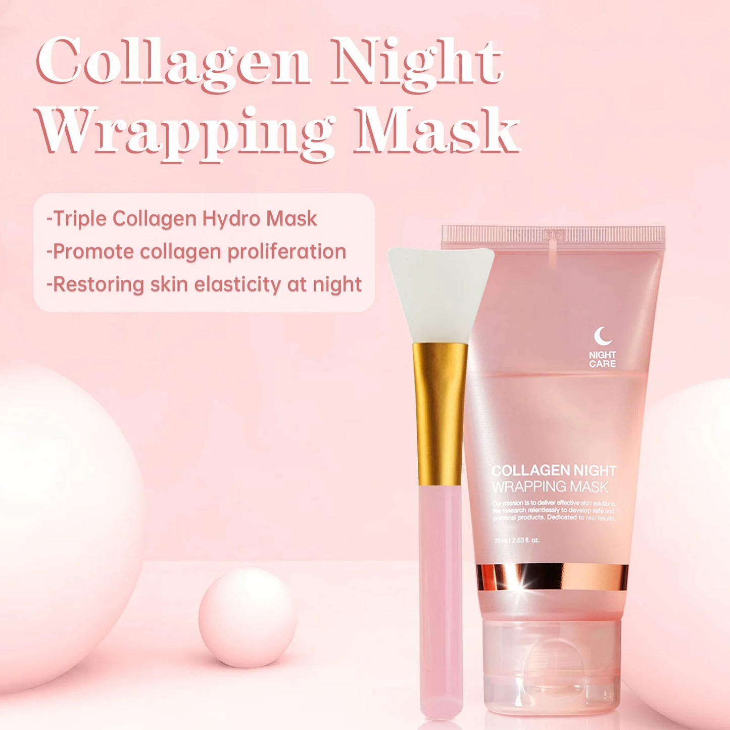 Face Mask Collagen Night Wrapping Mask Elasticity Hydration Reduces Sagging Dullness Hydrolyzed Collagen Skin Care Products 75ml