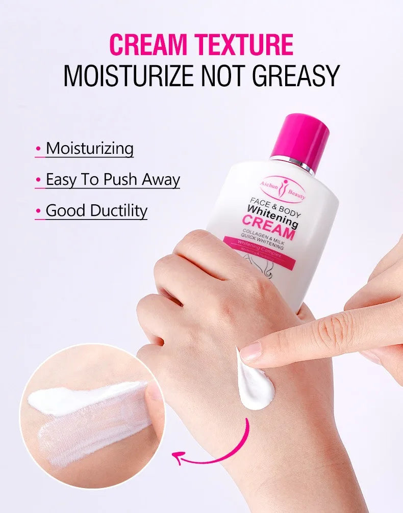 Body Lotion Whitening Moisturizing Dark Skin Bleaching Collagen Milk Face Body Cream Skin Care Body Leg Arm Lightening Smooth