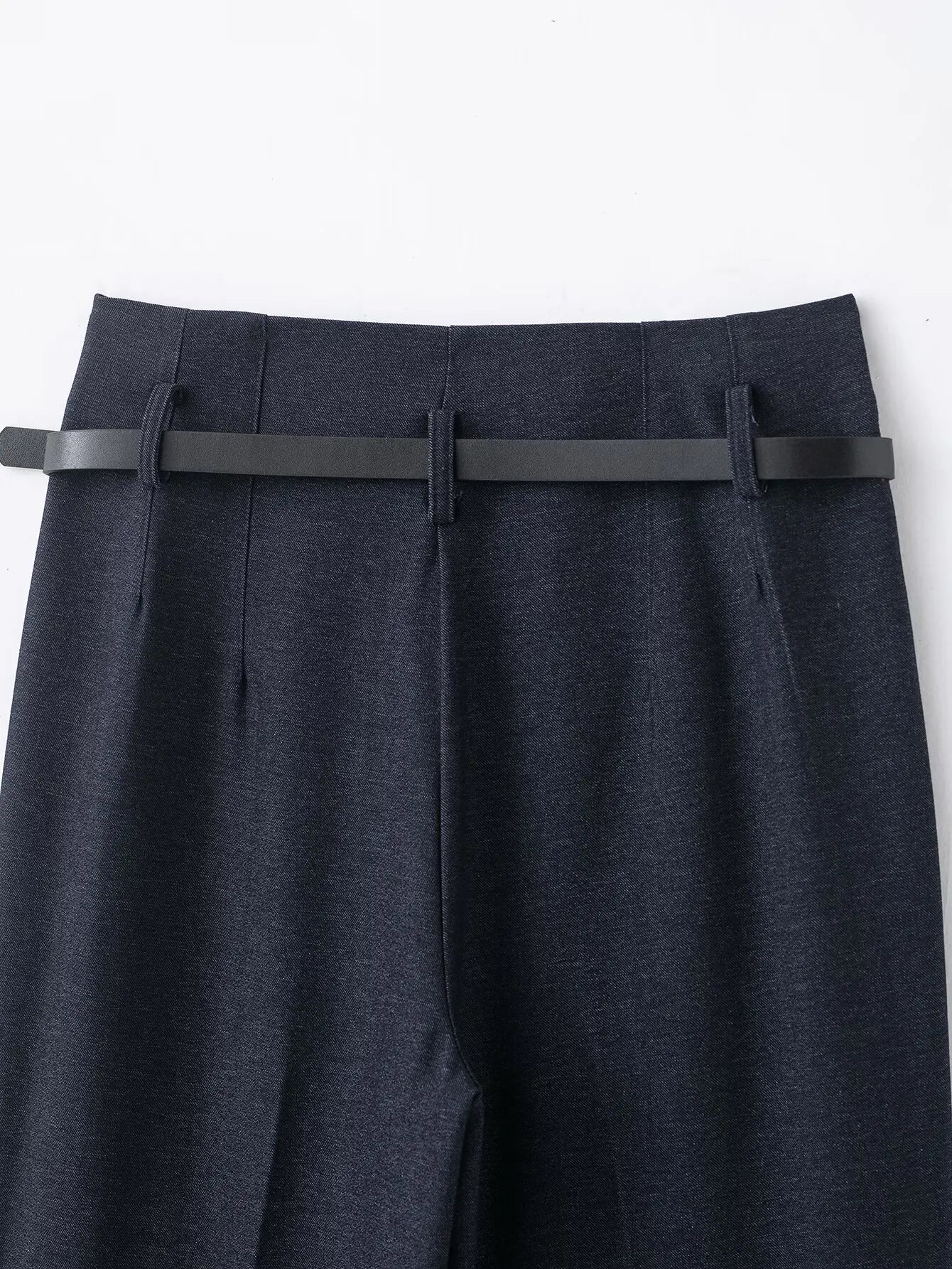 Faionable High Waist Belted Straight Leg Pants Women's Slim Fit Casual Autumn New Arrival Street Sle Polyester Fiber