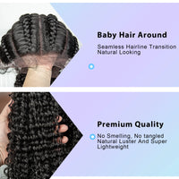 22inch Cornrow Braided Wigs Synthetic Lace Front Braids Wigs with Baby Hair 2 Curly Ponytail Braided Wigs for Black Women
