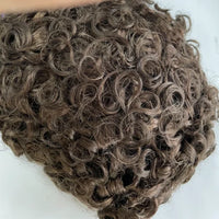 Q6  Swiss Lace Front&Pu Natural Hairline 1B40 1B65 Gray Black Men Toupee 24mm Curly Male Wigs Ash Blonde Human Hair Prosthesi