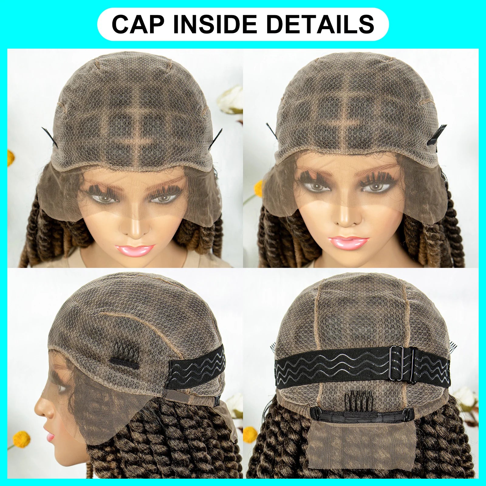 16" Full Lace Twisted Braided Wigs for Black Women Synthetic HD Lace Front Braids Wigs with Baby Hair Natural Lace Braiding Wigs