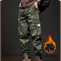 2025 NewMen's Fleece-Lined American Camouflage Casual Multi-Pocket Loose Zipper Jogger Pants Autumn Youth Trendy Workwear