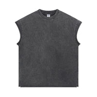 ZODF Trendy Summer Men Batik Washed 275gsm Cotton Tank Tops Unisex Oversized Loose Edge Sleeveless Vests Brand Tees HY1036