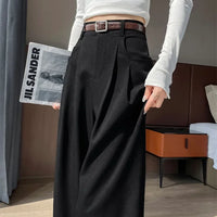 High Waist Slim Fit Straight Leg Suit Pants Wide Leg Casual Trousers Women's Autumn New Arrival Red Color Business Office Wear