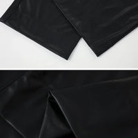 High Waist Wide Leg PU Leather Pants Women's Suit Casual Floor Length Trousers Autumn Winter New Style Loose Fit Long Pants