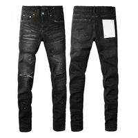 2025 Jeans Man's High Street Blue Ripped Distressed Skinny Jeans Low Rise Denim Trousers Fashion Repair Pants 9003