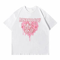 Kawaii Women's T Shirt Korean Pink Love Bear Print Short Sleeve T-Shirt Female Harajuku Tee Shirt Streetwear Tops Women Clothes