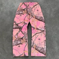 Y2K Retro Streetwear Men Camouflage Pattern Printed High Street Hip Hop Sweat Pants Men Oversized Unisex Casual Camo Baggy Pants