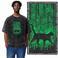 COOLMIND DB cat Printed Cotton Acid Washed Exclusive Graphic Unisex T Shirt Cool Streetwear Men Tshirts Big Size Tee for men