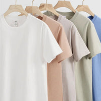 Men's 230g Heavy Cotton Short-sleeved T-shirt Men Pure Cotton Loose Solid Color Bottoming Shirt Trendy Man T-shirt Tops Clothes