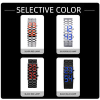 Fashion Mens Digital Lava Wrist Watch Men Black Full Metal Red Blue LED Display Watches Gifts for Male Boy Sport Creative Clock