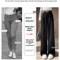 High Waist Slim Fit Straight Leg Suit Pants Wide Leg Casual Trousers Women's Autumn New Arrival Red Color Business Office Wear