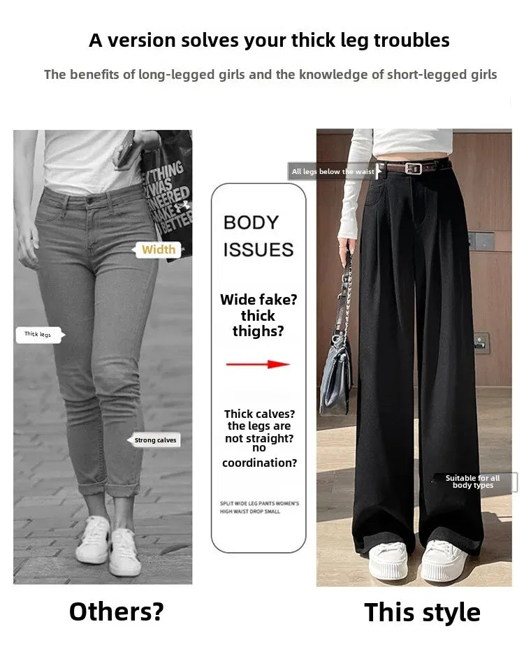 High Waist Slim Fit Straight Leg Suit Pants Wide Leg Casual Trousers Women's Autumn New Arrival Red Color Business Office Wear