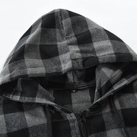 Men's New Plaid Hooded Sweater Long Sleeve Casual Thin Jacket Stand Hooded Shirt European Style Fashionable Outwear