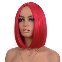 Synthetic Short Straight Bob Wig Middle Part Heat Resistant Synthetic Wigs for Halloween Cosplay Party