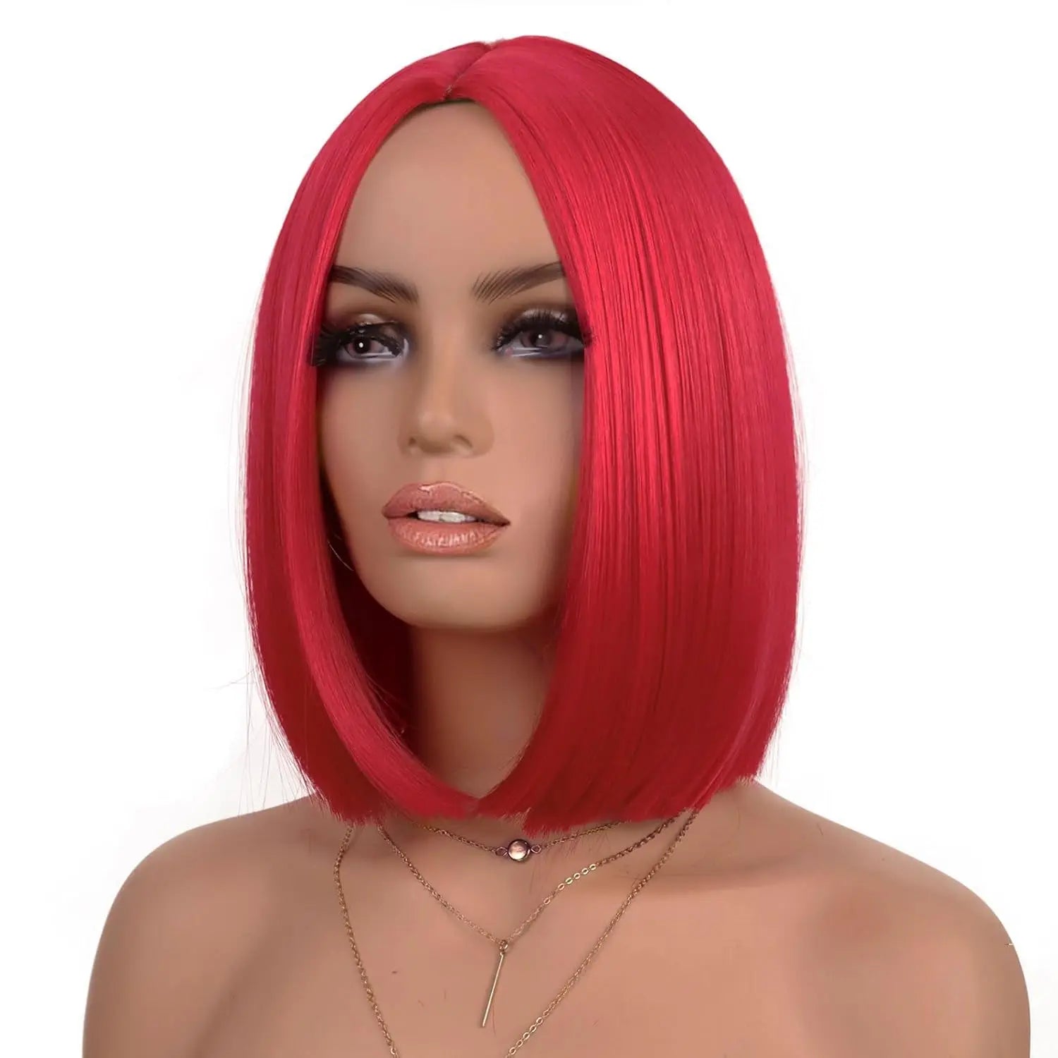 Synthetic Short Straight Bob Wig Middle Part Heat Resistant Synthetic Wigs for Halloween Cosplay Party