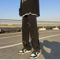 Cross Embroidery Y2k Jeans Mens Straight Denim Pants Casual Vintage Jeans Versatile Fashion Streetwear Spring High Street Pants