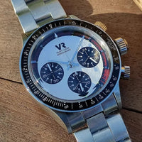 Vakuy Men's 38MM Quartz Watch Sweep Seconds Jinggong VK63A Chronograph Vintage Panda Di Men's Watch