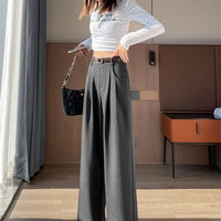 High Waist Slim Fit Straight Leg Suit Pants Wide Leg Casual Trousers Women's Autumn New Arrival Red Color Business Office Wear