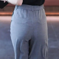 Nine-point Wide-leg Pants for Women in Summer Thin New High-waist Drooping Ice Silk Suit Women's Slim Straight Pants