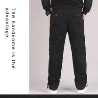 Autumn Winter Mens Cargo Pants Fleece Warm Trousers Cotton Pants Insulated Hiking Running Pants Man Multiple Pockets