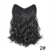 20Inch Synthetic Long Wavy Curly 4 Clip in Hair Extension V-shaped Heat Resistant Black Blonde Hairpiece for Women