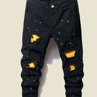 Men's Splash-Ink Patchwork Jeans