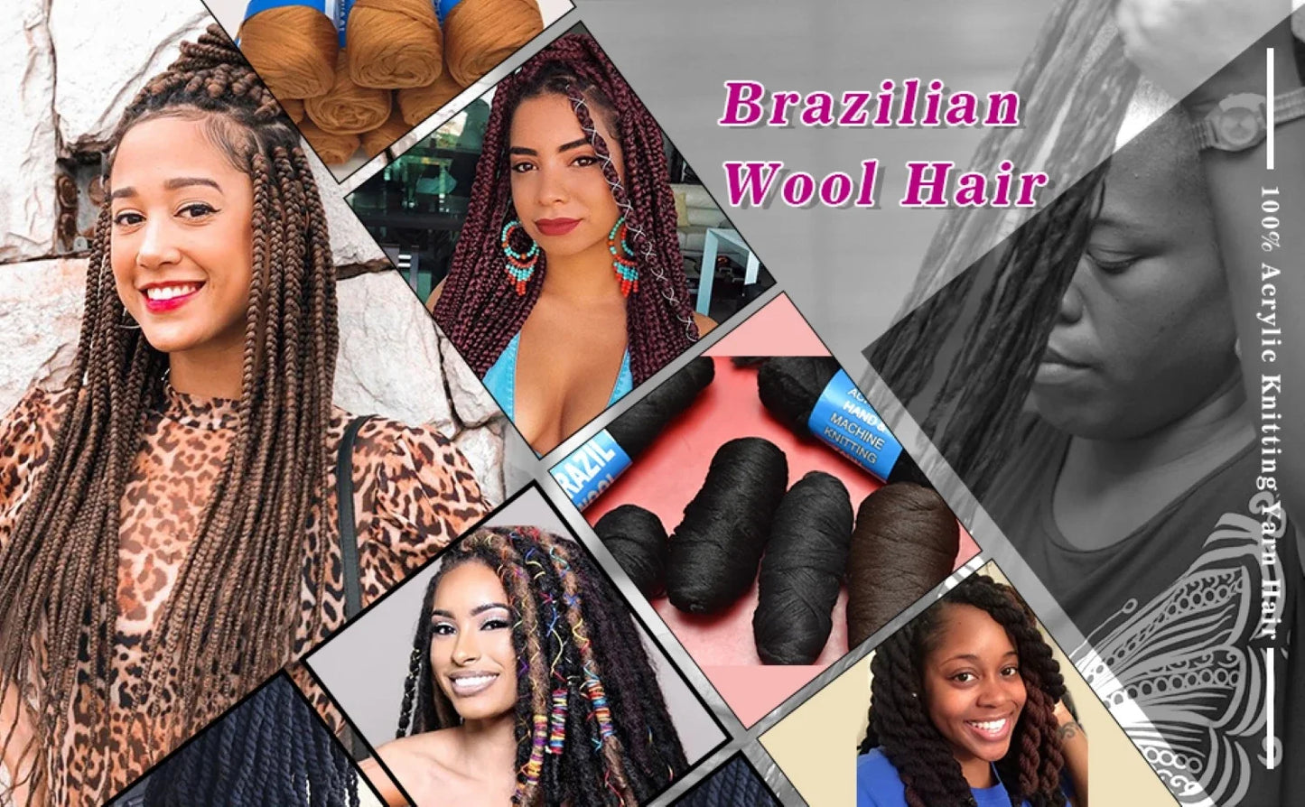 70g/ball Brazilian Wool Hair Yarn for Braiding Synthetic Artificial Senegalese Twisting Wig Hair Attachment Knitting Salon