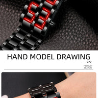 Fashion Mens Digital Lava Wrist Watch Men Black Full Metal Red Blue LED Display Watches Gifts for Male Boy Sport Creative Clock
