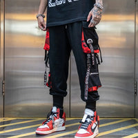 Cool Black Hip Hop Cargo Pants Gothic High Srteet Sweatpants With Pockets Korean High Wast Casual Outwear Pants Men Streetwear