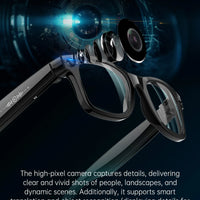 AI Smart Glasses 5 Million Pixels Recording Videos Photo Recognition Answer Translation 290mAh IP66 Waterproof Bluetooth Glasses