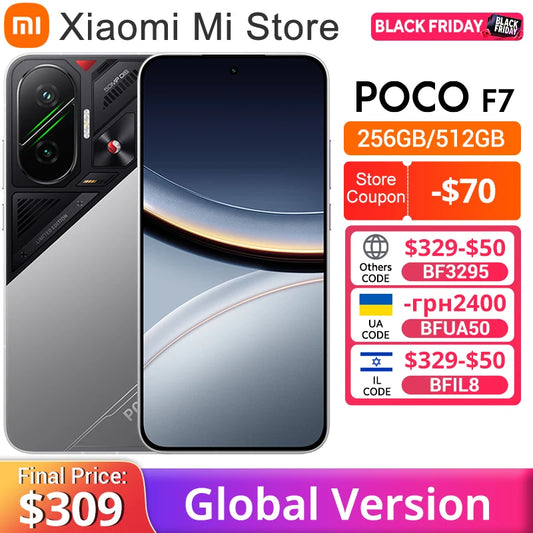 POCO F7 5G Global Version Smartphone Snapdragon® 8s Gen 4 6500mAh Battery 6.83" 1.5K AMOLED 50MP Camera OIS NFC 90W HypeCharge