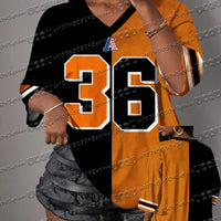 Summer Mesh Contrasting Color Jersey T-Shirt V-Neck Loose Sexy Streetwear American Fashion Casual Travel Tee Womens Y2k Top