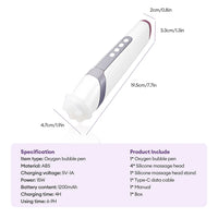 New CO2 Oxygen Bubble Pen 5 Gear Vibration Oxygen Bubble Beauty Tool Deep Cleansing Pores Exfoliate LED Photon Skin Care Machine