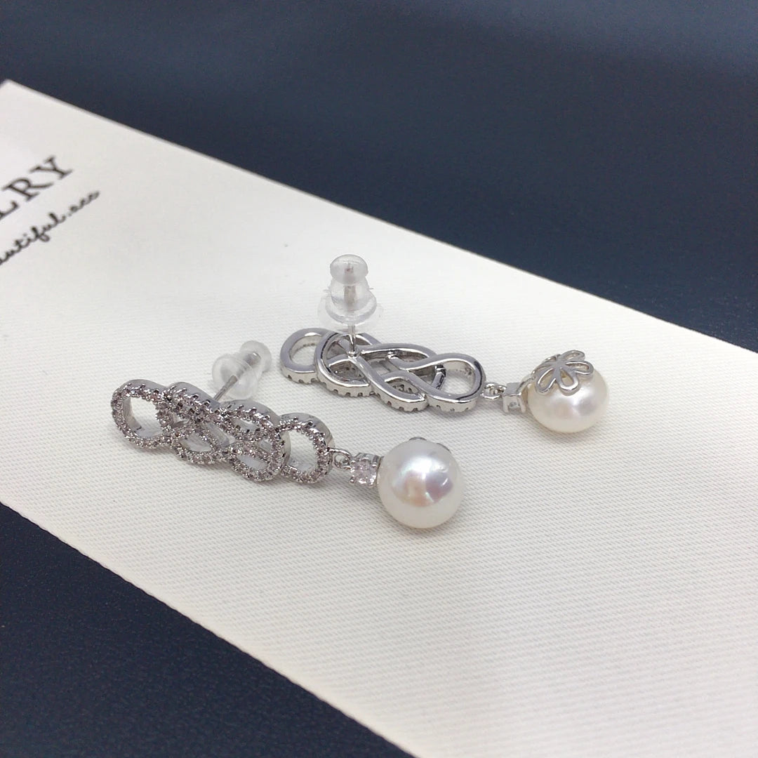 Freshwater Pearl Earring Celebrity Style Premium Jewelry Inlaid Sparkling Zircon Entangle Banquet Elegant Wedding Gift For Woman