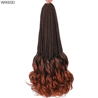 14 18 24 Inch French Curl Box Braids Crochet Hair Ombre Brown to Blonde Prelooped Synthetic French Curls Braiding Hair for Women
