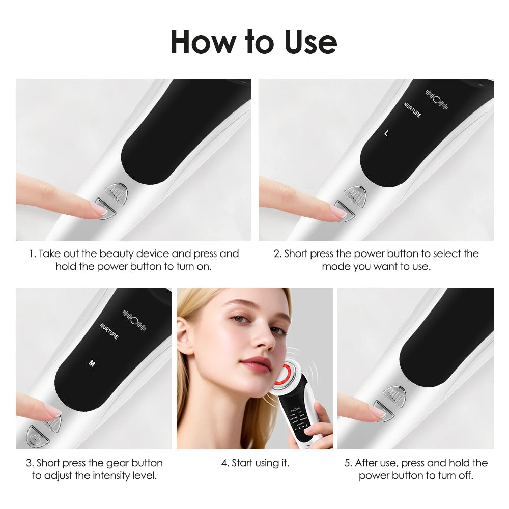 7 in 1 EMS Facial Massager with LED Light Vibration Hot Compress Skin Care Face Beauty Instrument Lifting Device Skincare