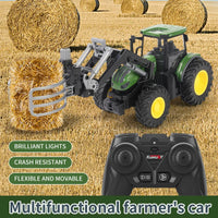 RC Farm Tractors Car 1/24 Radio Controlled Cars and Trucks 2.4G with Light Simulated Engineering Truck Model Toys for Children