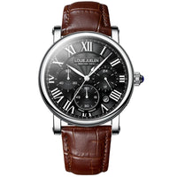 Fashion Mens Watches Top Brand Luxury Genuine Leather Strap Quartz Men's Watch Business Casual Date Chronograph Watch Men