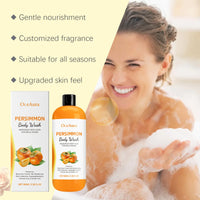 Persimmon Body Wash Remove Dirt Sweat Eliminating Odor Oil Control Exfoliating Smoothing Softening Lasting Aroma Foam Shower Gel